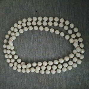 Faux long white beaded necklace